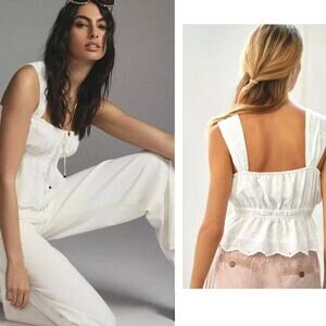 NWT Anthropologie Maeve White Cotton Eyelet Top - Large